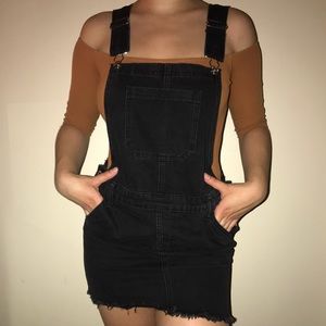Black denim overall dress